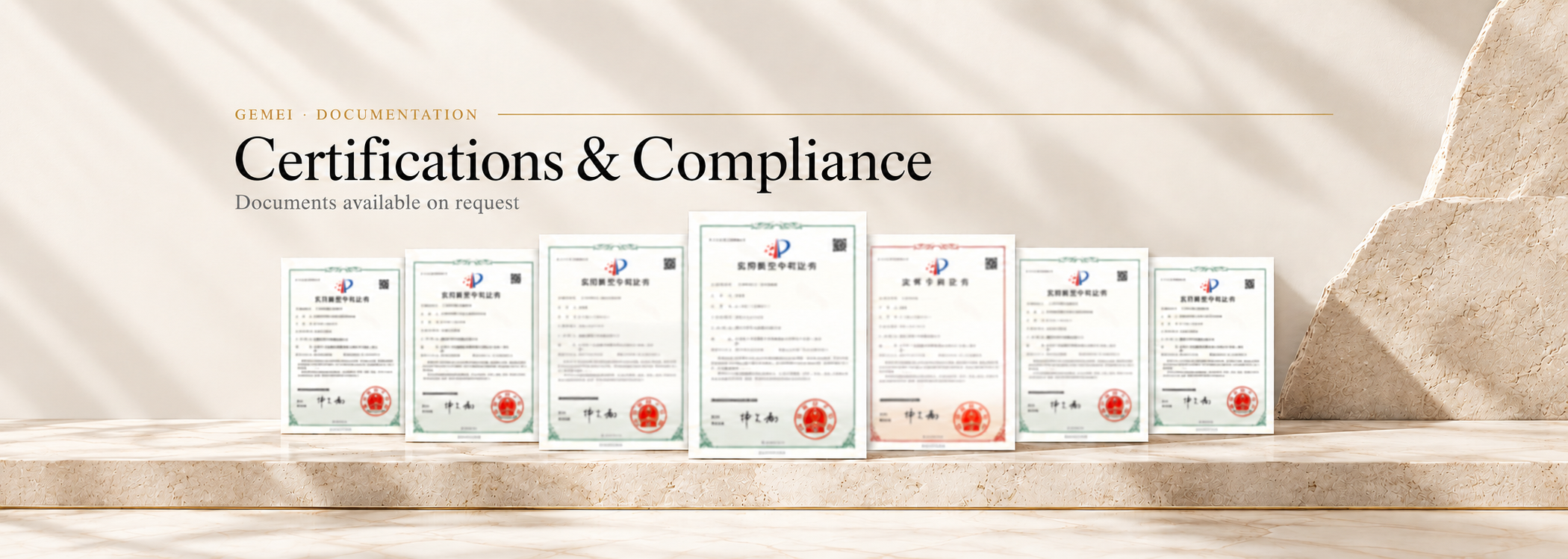 Certifications and compliance documentation with selected certificate records. Documents available on request.