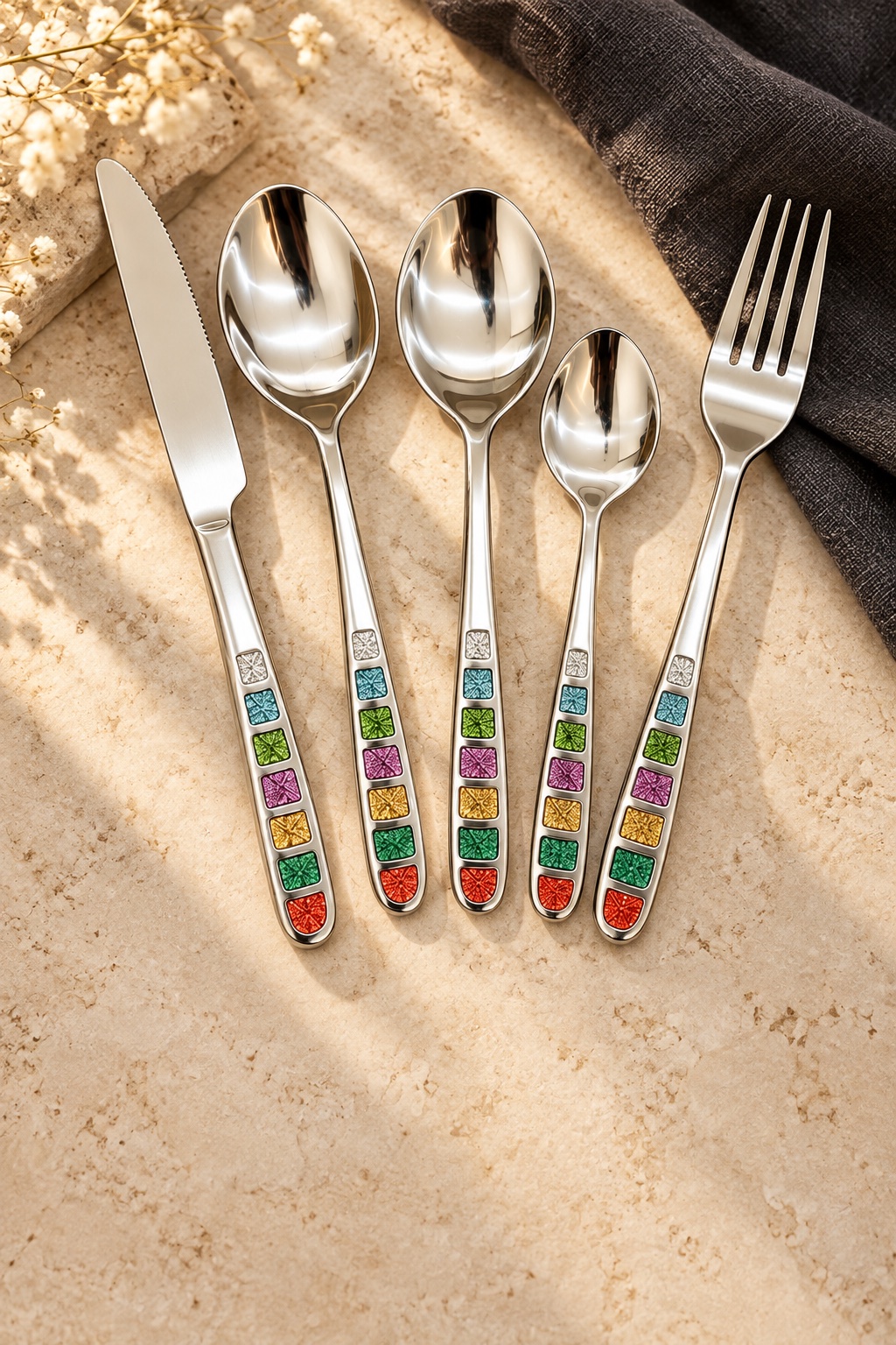 Decorative stainless steel cutlery set