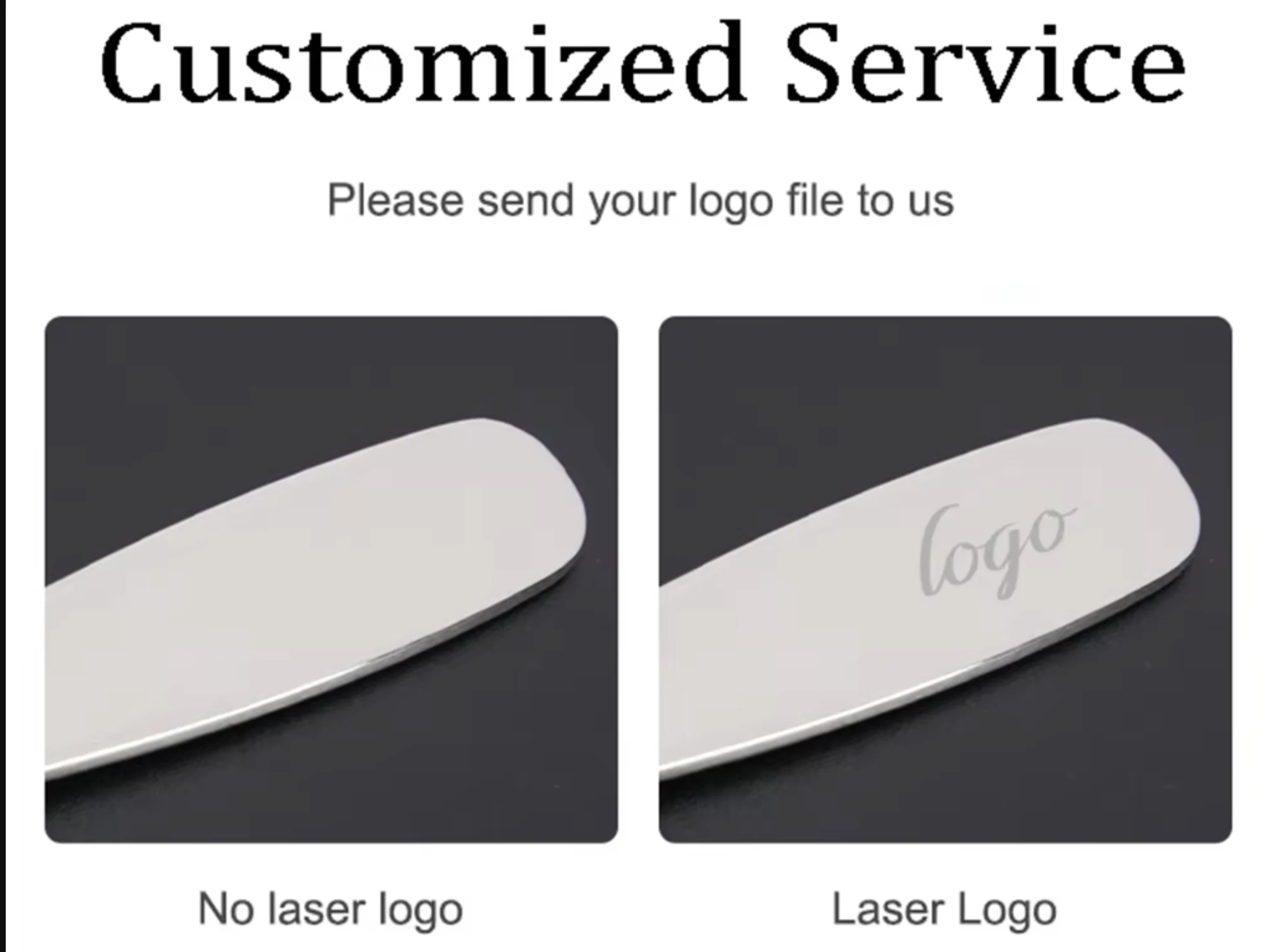 Light logo customization on stainless steel cutlery